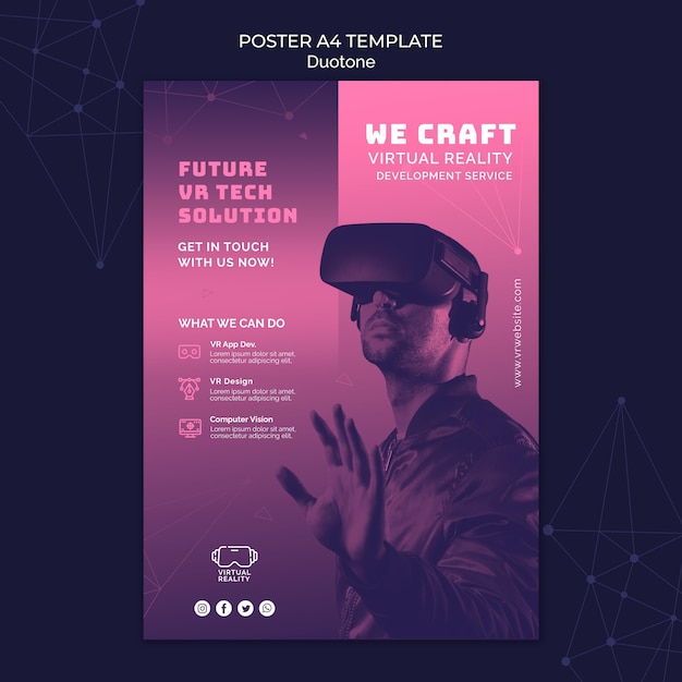 Virtual reality print template in duotone