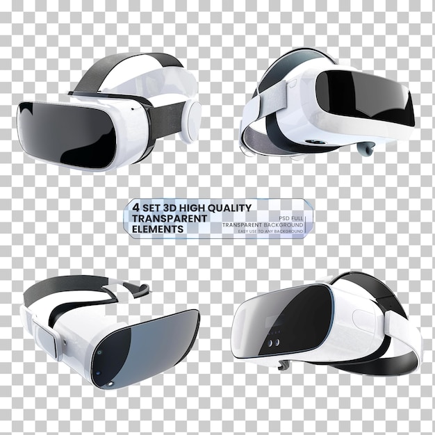 Virtual Reality or VR 3d render realistic model in on transparent background