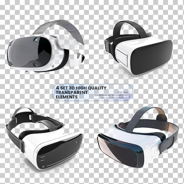 PSD virtual reality or vr 3d render realistic model on transparent background