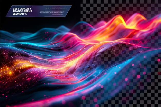 PSD virtual versatility with glitchy distortions and dynamic patterns on transparent background