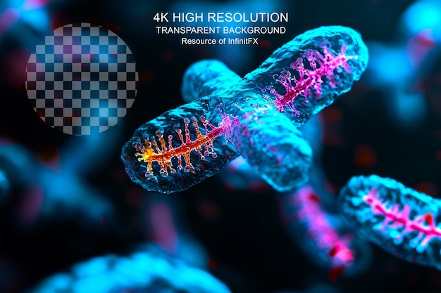 Virus X Chromosome Medicine 3D Illustration in vibrant colors on transparent background