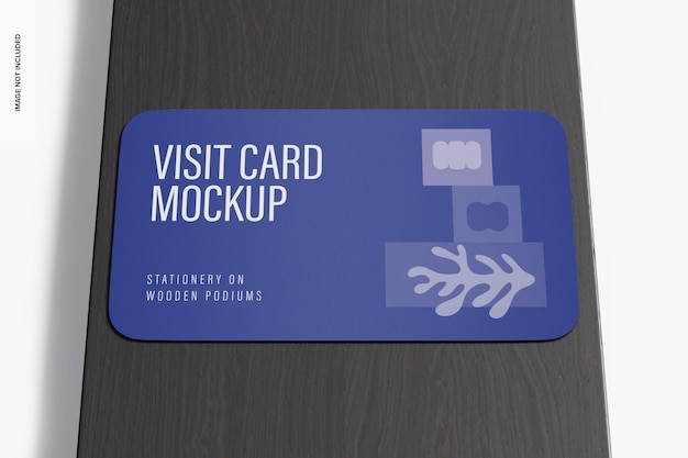 Visit Card on Wooden Podiums Mockup, Perspective