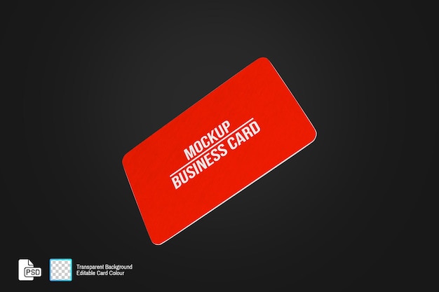 visiting card mockup with transparent background with red colour