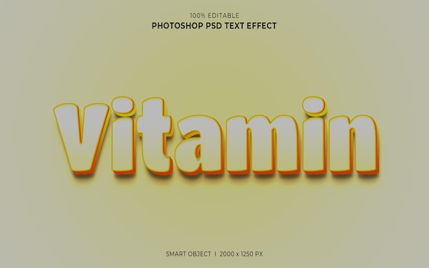 Vitamin 3d editable psd text effect