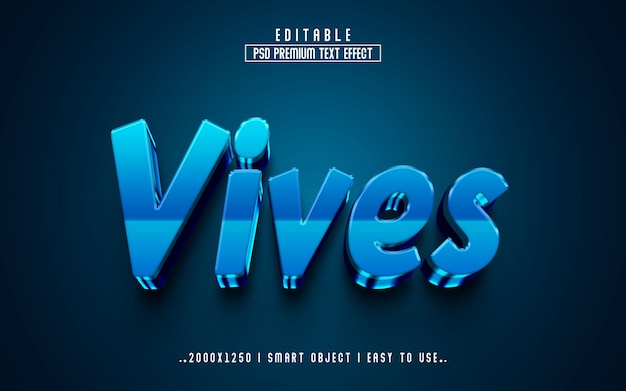 Vives 3d editable text effect premium psd with background