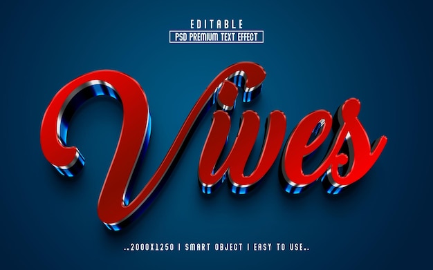 Vives 3d editable text effect premium psd with background