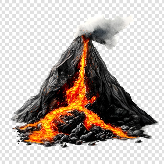 PSD volcano lava on a transparent background