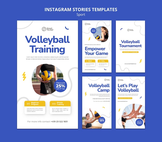 Volleyball camp tournament instagram stories collection