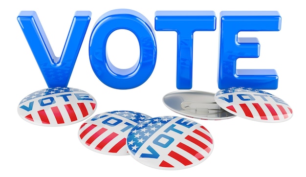 PSD vote concept election in the usa concept 3d rendering isolated on transparent background