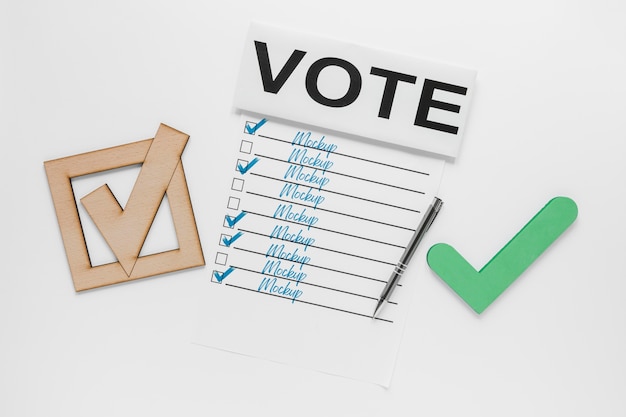 Voting for elections mock-up with tick mark