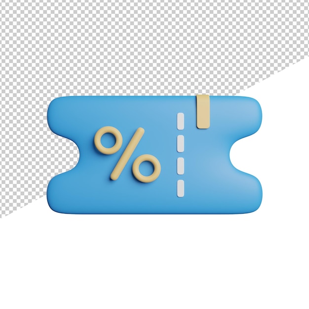 Voucher Discount Couppon front view 3d rendering icon illustration on transparent background