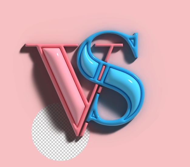 PSD vs versus sign 3d render company letter logo