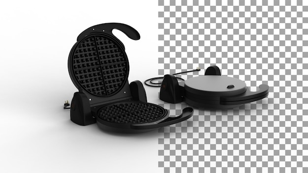 Waffle maker angle view with shadow 3d render