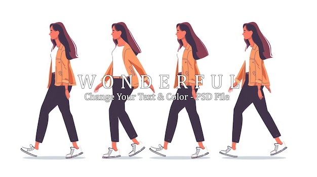 PSD walking animation illustration