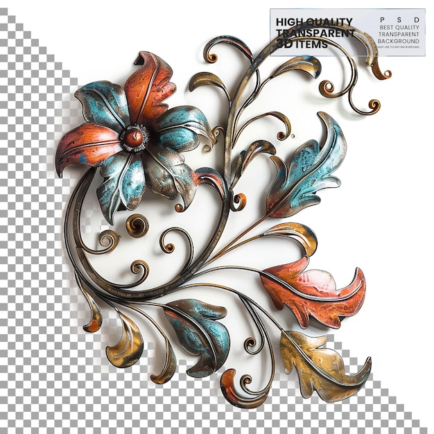 PSD wall art decorative art pieces used for decorating on transparent background