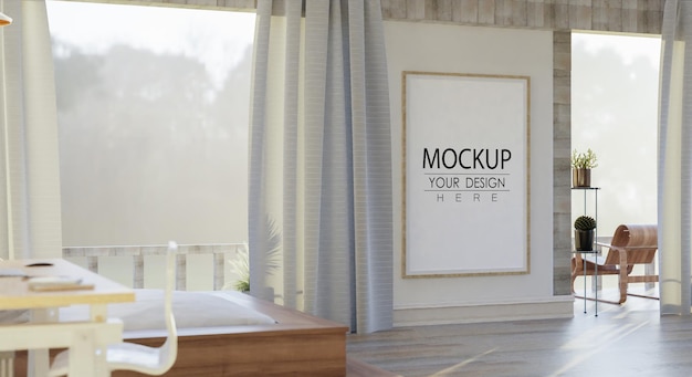 wall art mockup, canvas or picture frame in living room