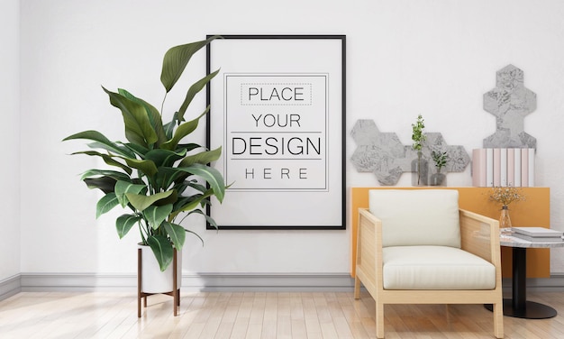 wall art or picture frame in living room Mockup