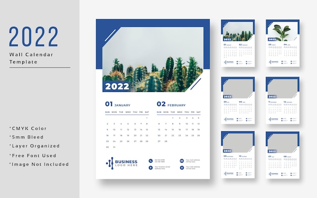 wall calendar 2022 template design