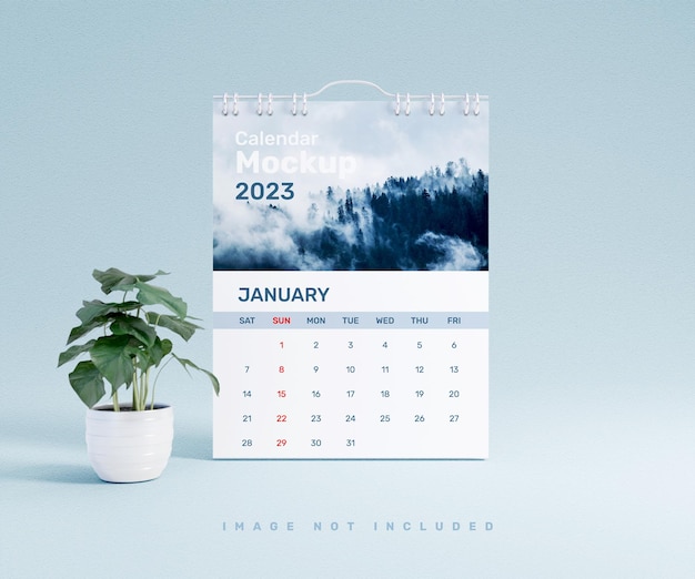 wall calendar mockup or poster calendar mockup