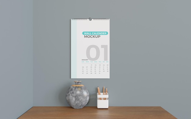 PSD wall calendar mockup