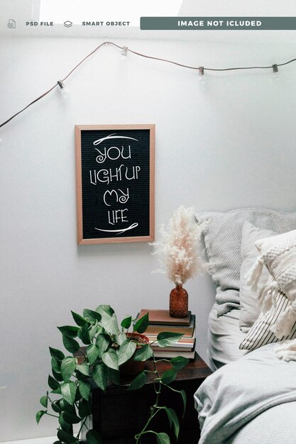 PSD wall frame with text mockup