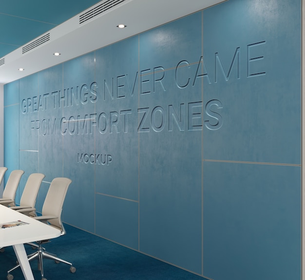 PSD wall logo mock-up in office space