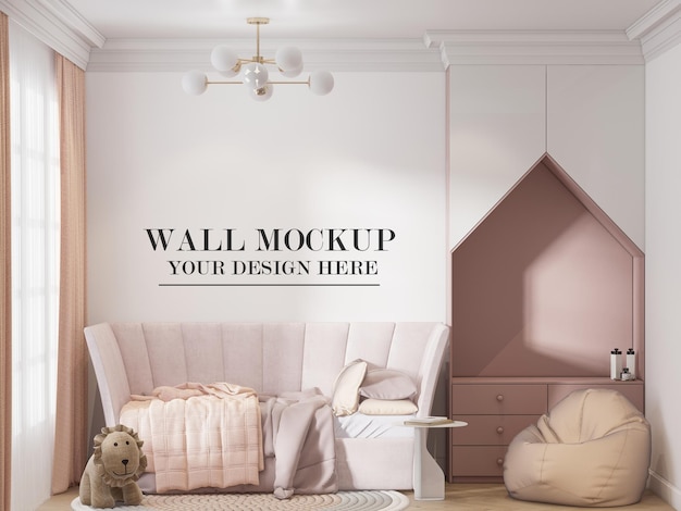 Wall mockup in 3d rendering for your design and textures