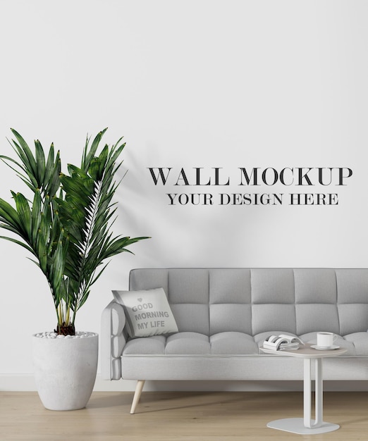 Wall mockup in 3d rendering