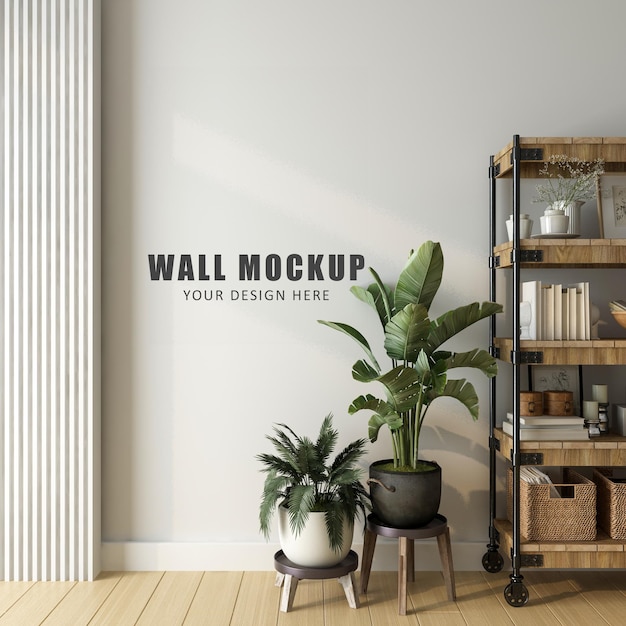 Wall mockup design in 3d rendering