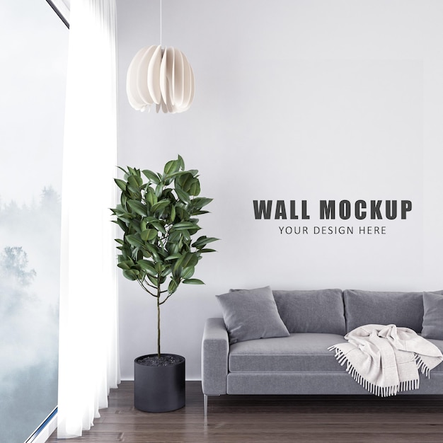 Wall mockup design in 3d rendering