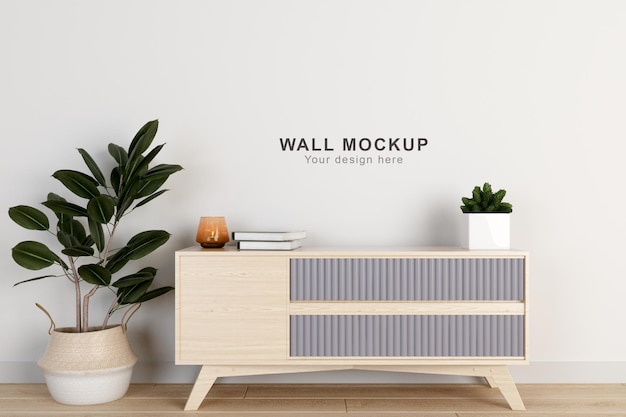 Wall mockup design in 3d rendering