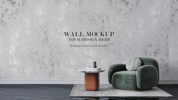 PSD wall mockup design with furniture