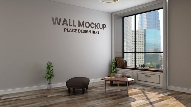 Wall mockup in elegant minimalist living room 3d interior design