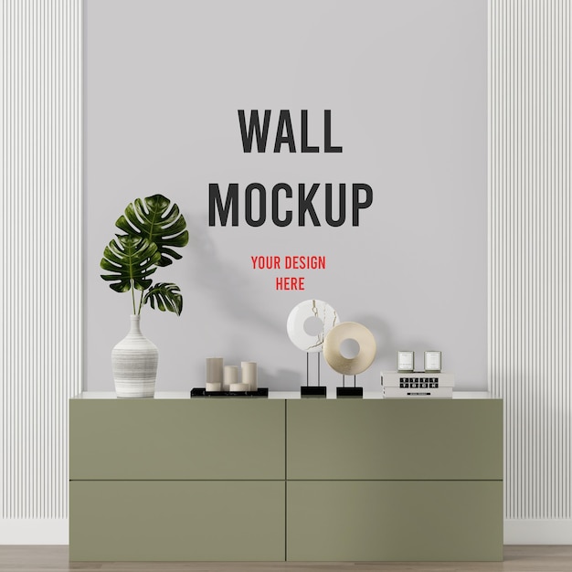 Wall mockup behind furniture