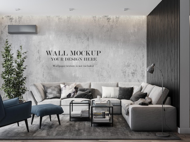 Wall mockup on modern interior living room