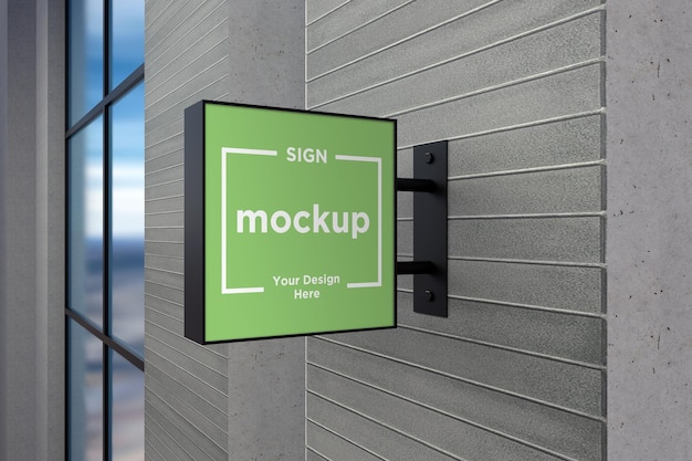 Wall Mount Sign facade Board Mockup