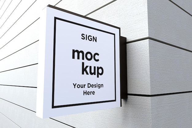 Wall Mount Sign facade Board Mockup