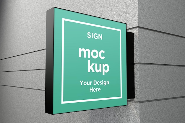 Wall Mount Sign facade Board Mockup