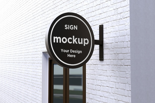 Wall Mount Sign facade Board Mockup