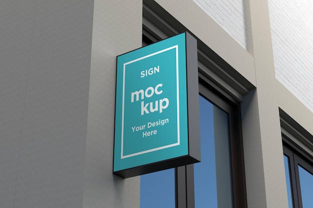 Wall Mount Sign facade Board Mockup