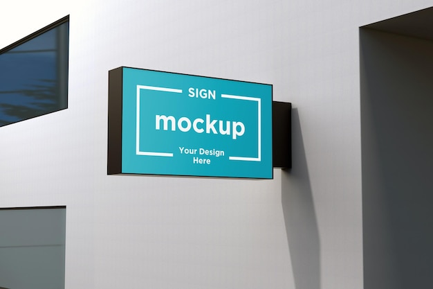 Wall Mount Sign facade Board Mockup