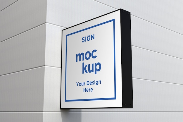 Wall Mount Sign facade Board Mockup