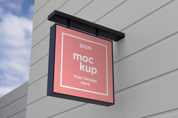 Wall Mount Sign facade Board Mockup