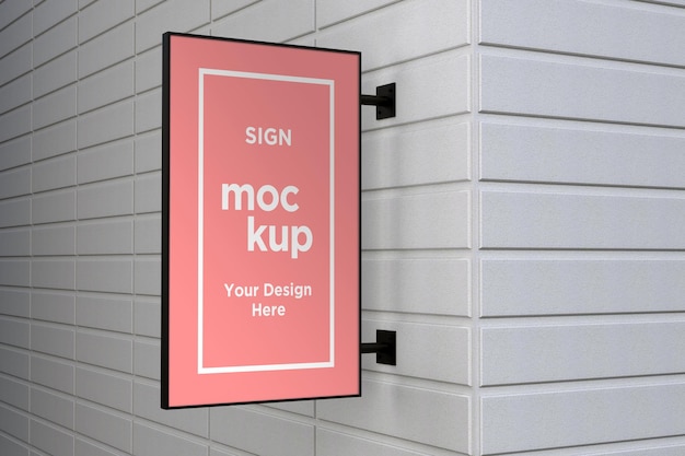 Wall Mount Sign facade Board Mockup