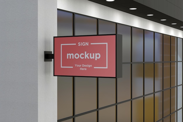 Wall Mount Sign facade Board Mockup