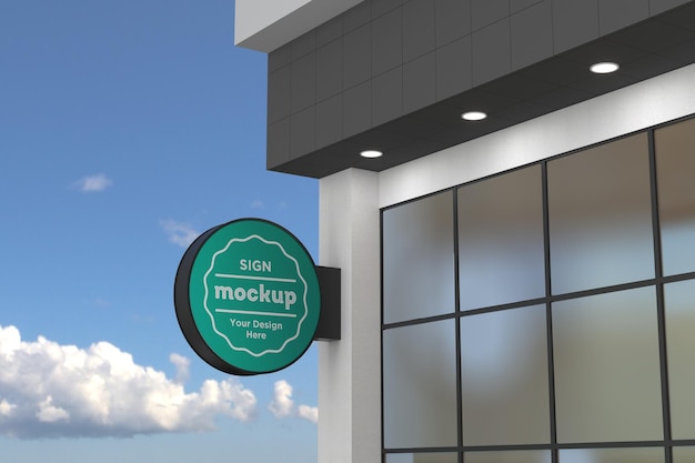 Wall Mount Sign facade Board Mockup