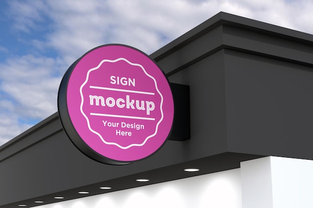 Wall Mount Sign facade Board Mockup