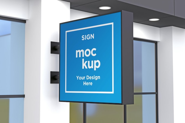 Wall Mount Sign facade Board Mockup