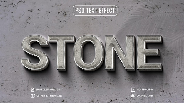 Wall sign 3d stone text effect mockup psd