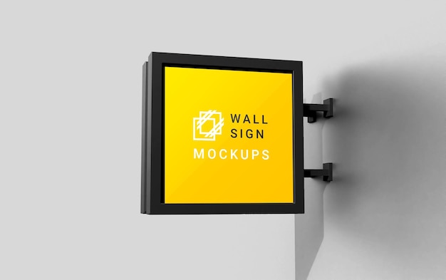 wall sign mockup design with shadow